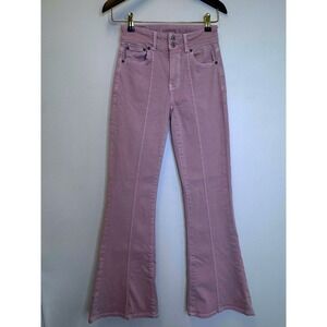 American Eagle Mauve Flare Jeans High Waisted Front Seam Stretch Denim Purple 0